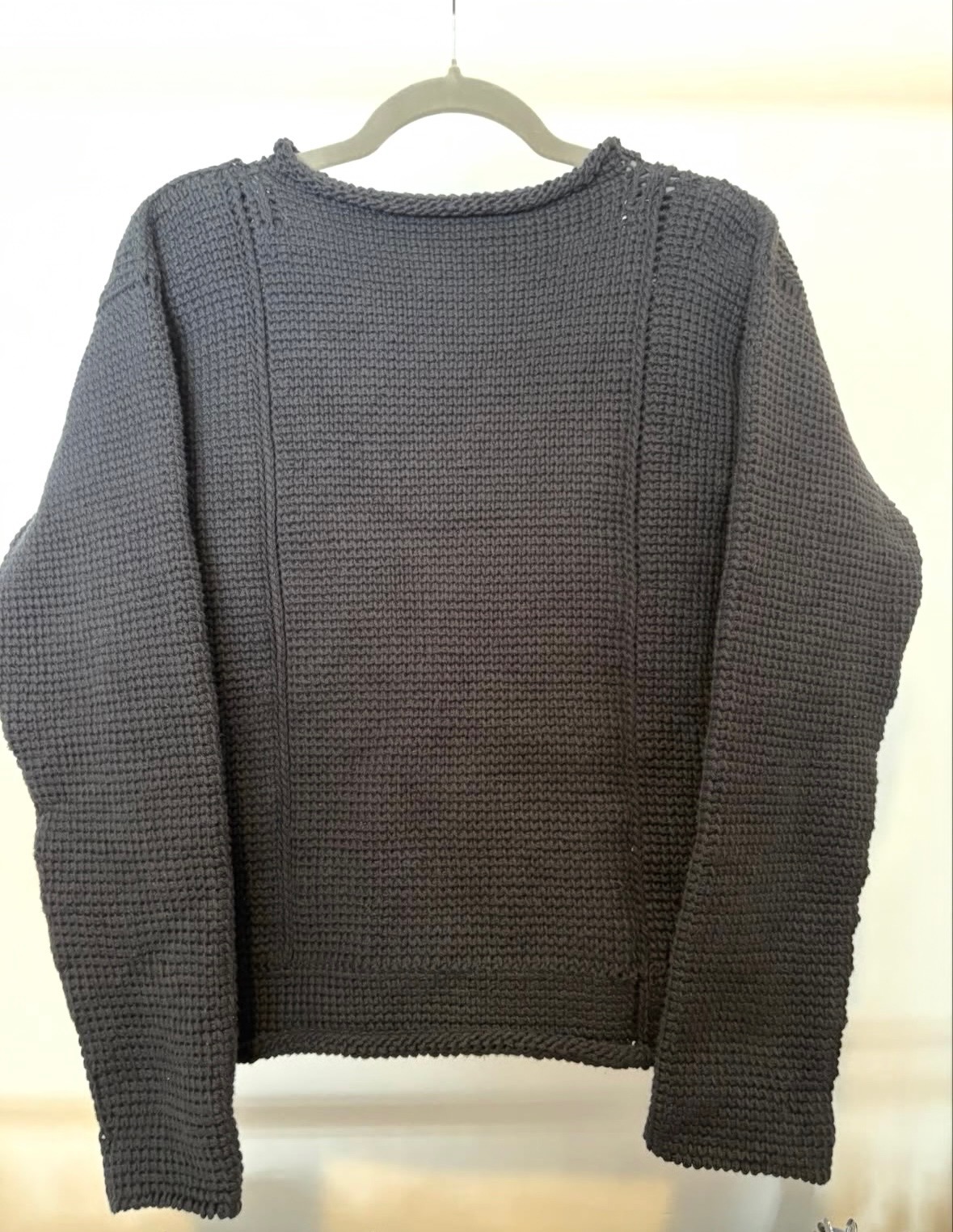 Charcoal hand-knit, back