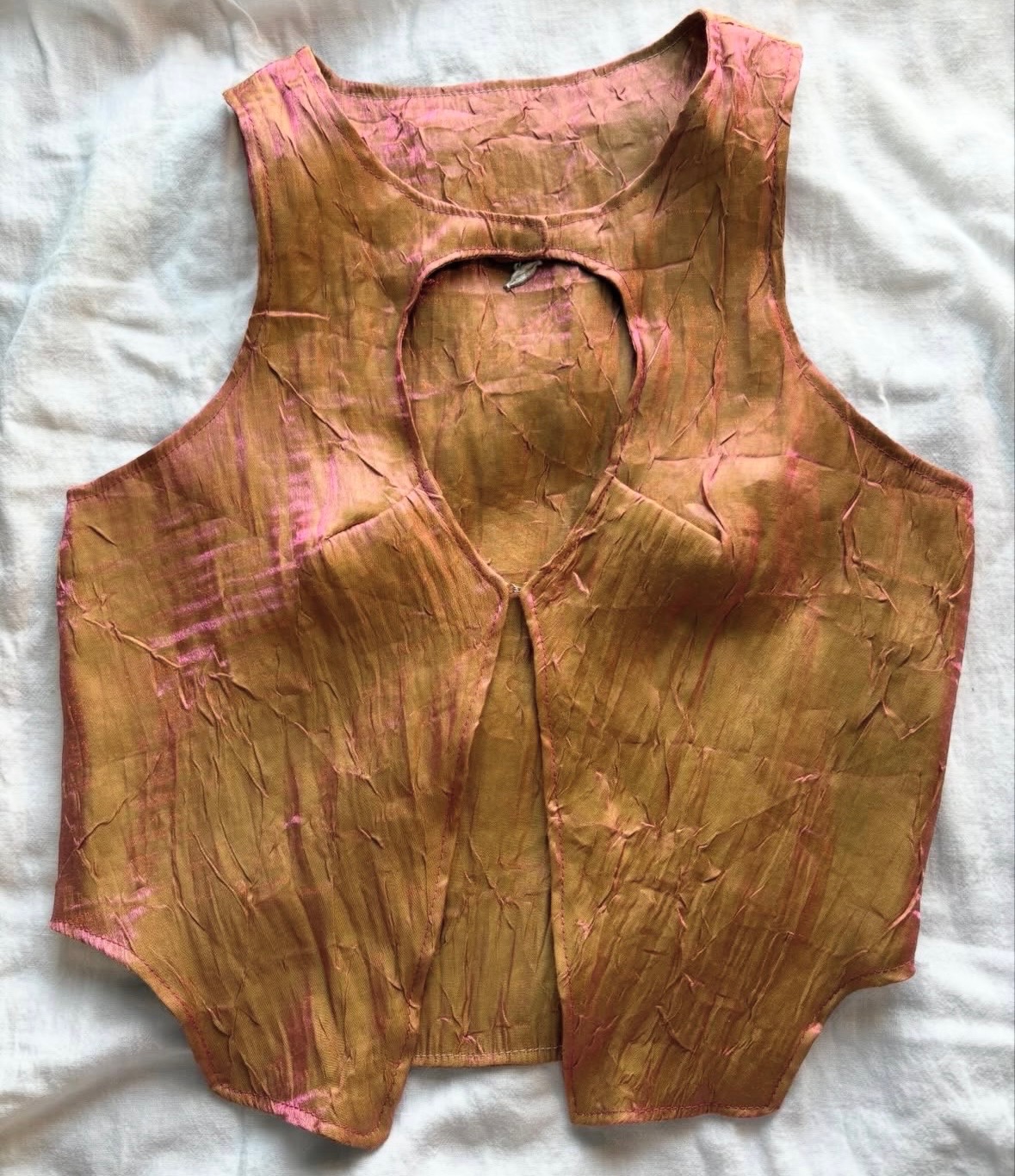 Sunset silk coral vest, flat
